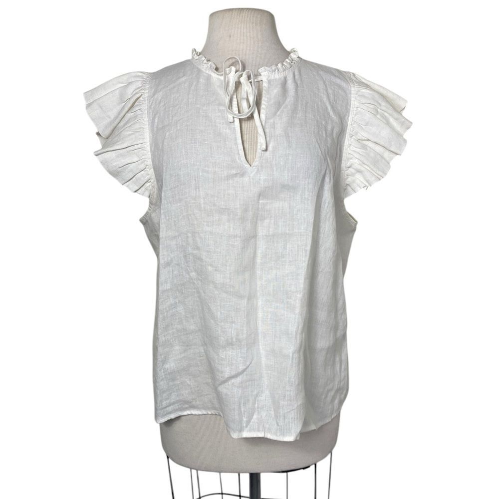 Marc New York XL Ivory white blouse w/flutter cap sleeves linen machine wash